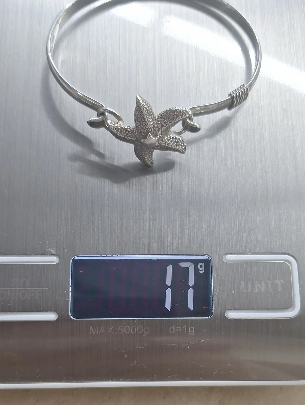 Sterling Silver Starfish Bangle Bracelet - Silver